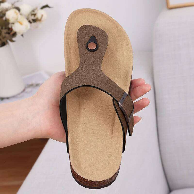 Kidmi Womens Flip Flop With Adjustable Straps Metal Buckle New Summer Retro Sandals PVC Fashion Outdoor Beach Slippers