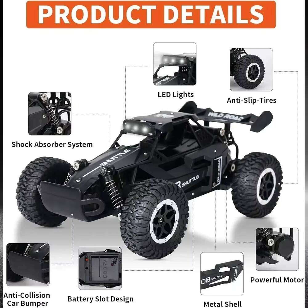 DK087 All Terrain Fast RC High Speed 20KM/H 2WD Electric Off-Road Remote Control Car 2.4Ghz Truck Toy Gift for Kid Adult Z260304