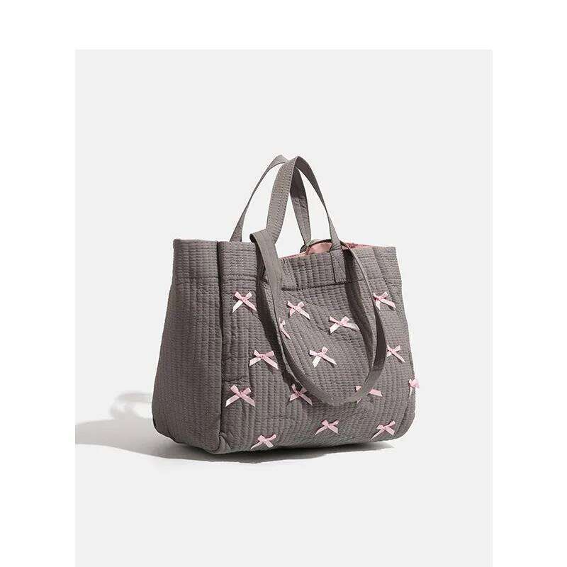 2024 New Women's Solid Color Tote Commuting Shoulder Bag Fashion Bow Simple Large Capacity Handbag Small Big Size Z260304