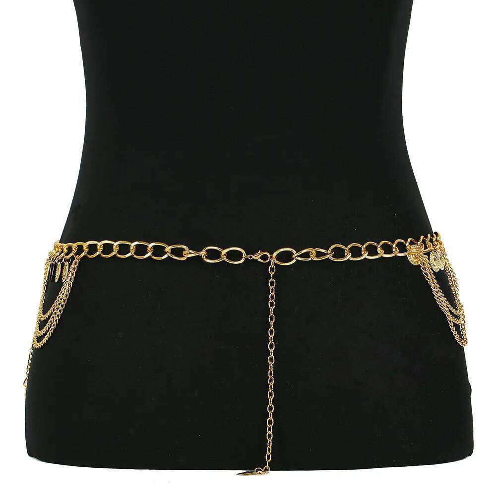 New Fashion Belly Dance Chain For Women Elegant Gold Color Coin Tassel Waist Necklace Skirt Chains Jewelry Belt S260304