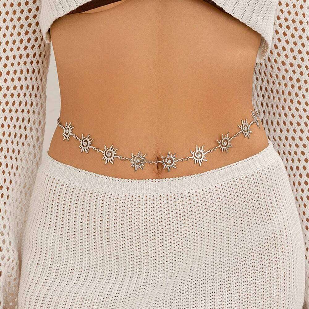 Bohemian Vortex Sun Waist for Women Body Layered Vintage Ethnic Style Totem Chain Belt Simple Decoration Accessories S260304