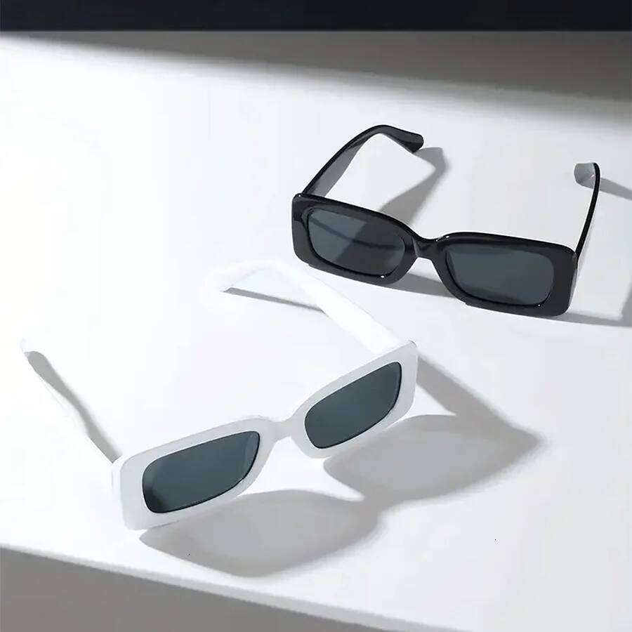 2 Pairs Unisex Trendy Square Sunglasses, Fashion Decorative Glasses For Daily Wear Z260304