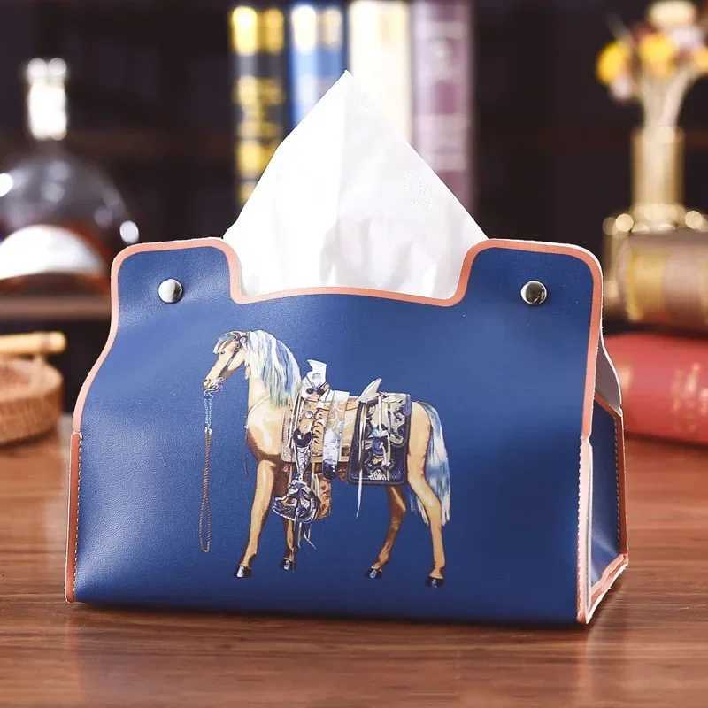European Retro PU Leather Tissue Box Waterproof Multi-Scene Storage Holder for Home Bathroom Car OfficeT260305