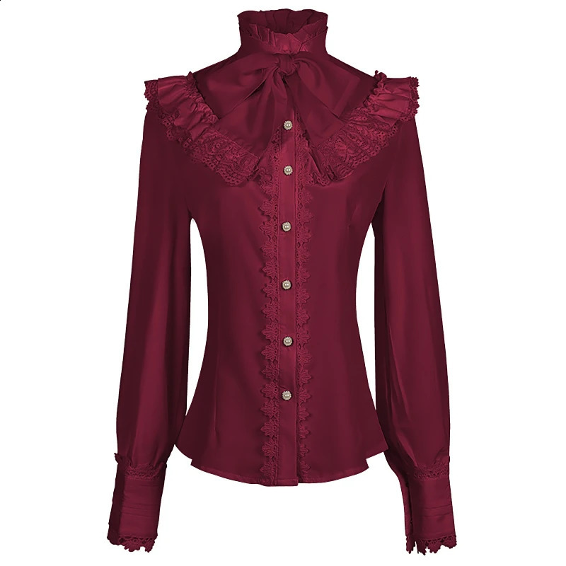 2025 VictoriaLolita Shirt for Women Retro Long Sleeve Lace Embroidered Gothic Camisas Female Blusas Femininas Elegantes 260228