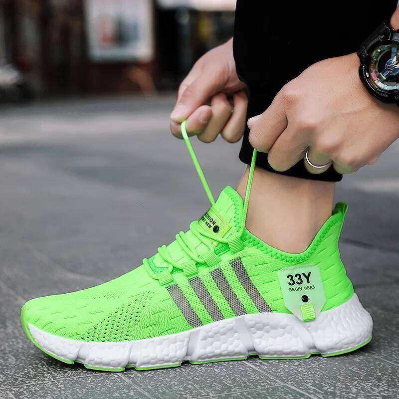 Breathable Mesh Men Trendy Lightweight Walking Flats Plus Size Male Tennis Sneakers Outdoor Running Fitness Shoes 2024 26L0305