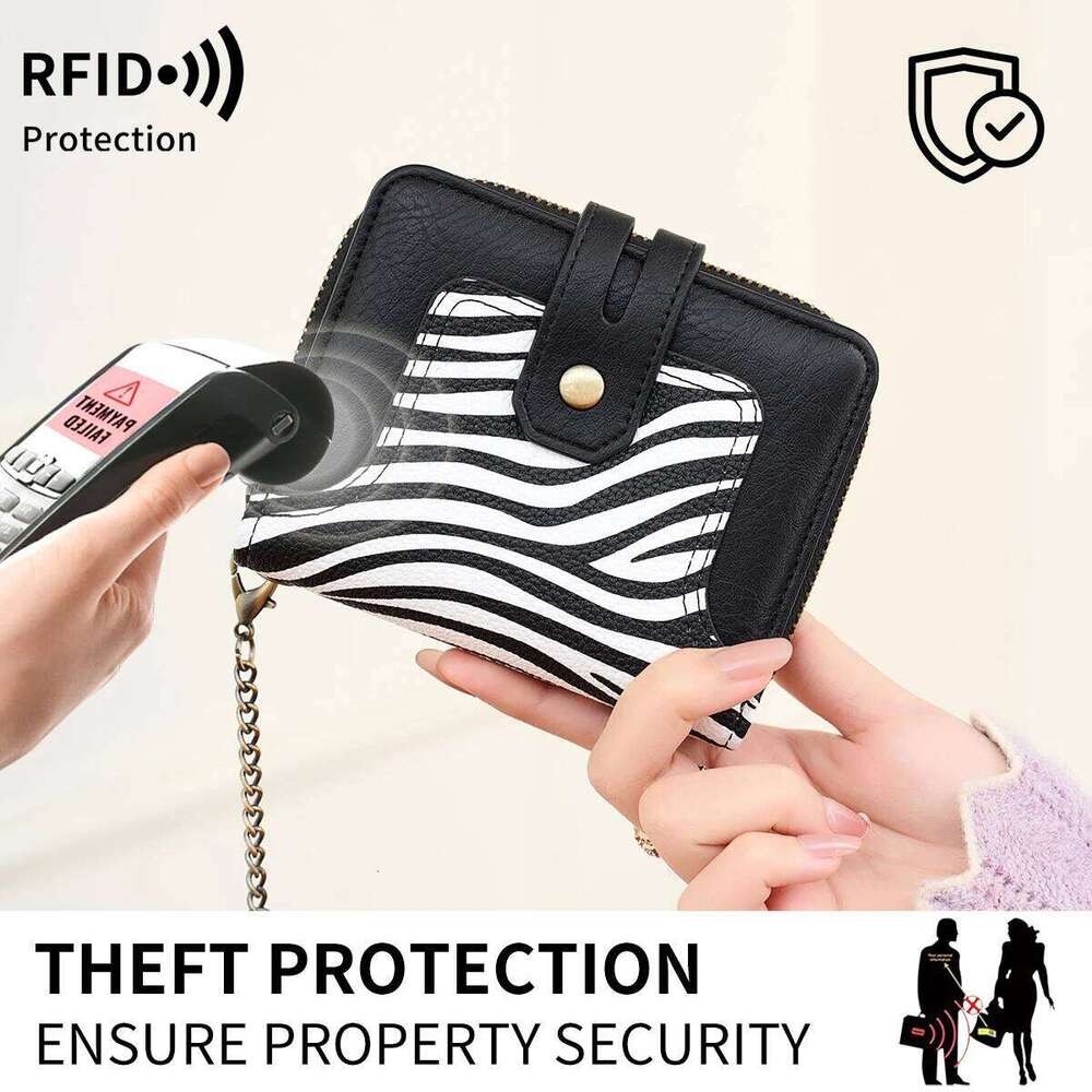 Women's Short Wallet, RFID Anti-Theft Multifunctional Coin Purse,Compact Portable,Snap Closure,with Multiple Card Slots&Key Ring C260304