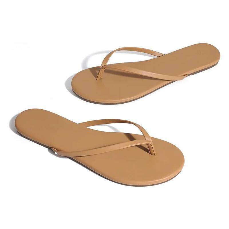 Kidmi 2026 Vegan Leather Flat Women's Summer Flip Flops for Beach Comfortable Slip-On Sandals in Trendy Colors