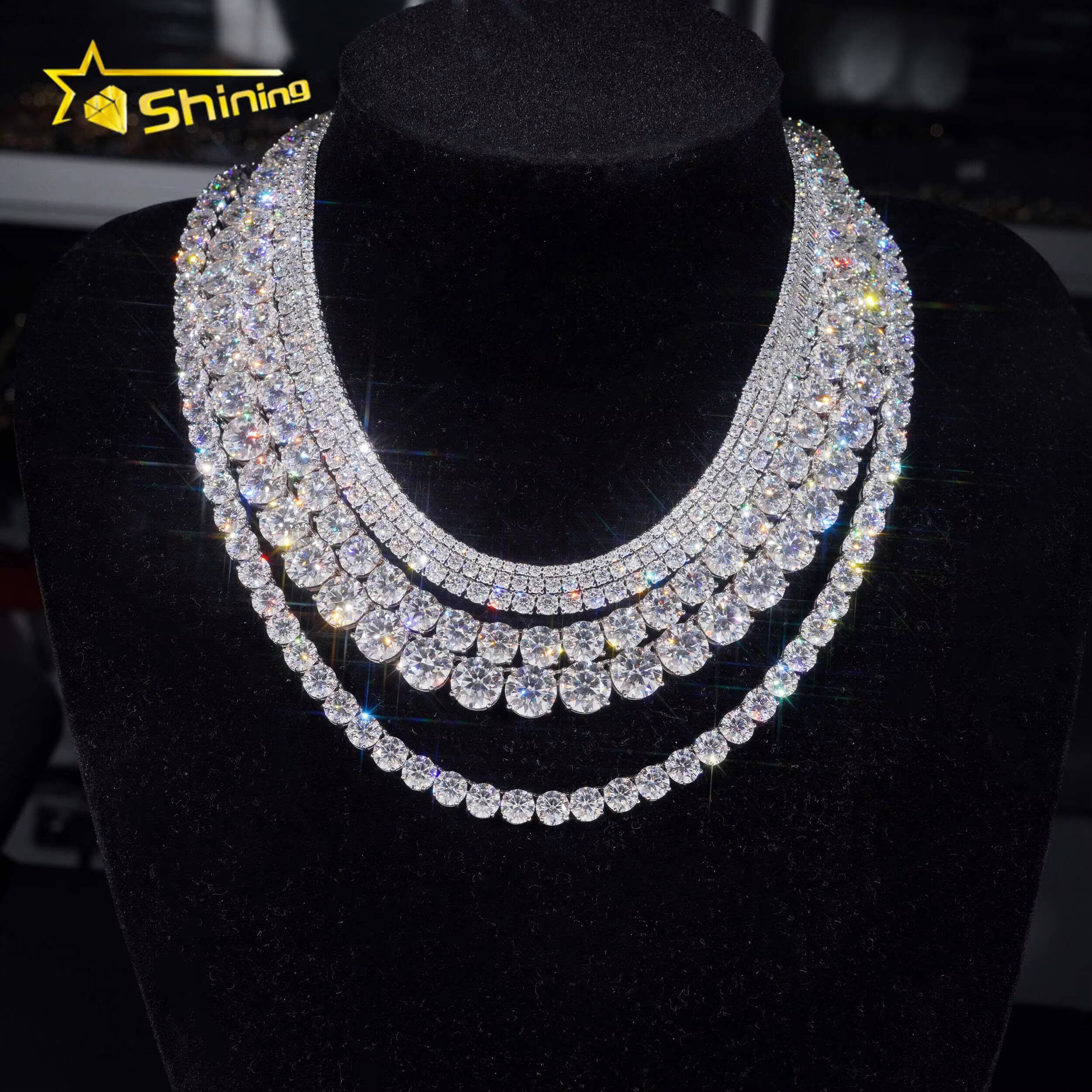 Hot Sale Classic Basket Prong Setting 925 Silver VVS Diamond Bracelet Necklace Moissanite Tennis Chain