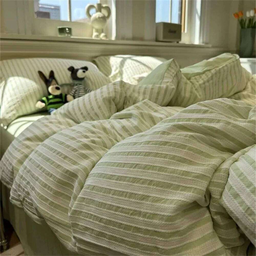Ins Nordic Duvet Cover Quilt Minimalist Style Grey Strip Of Four Pieces, Home Luxury Bedding Set Bed Sheets C260304