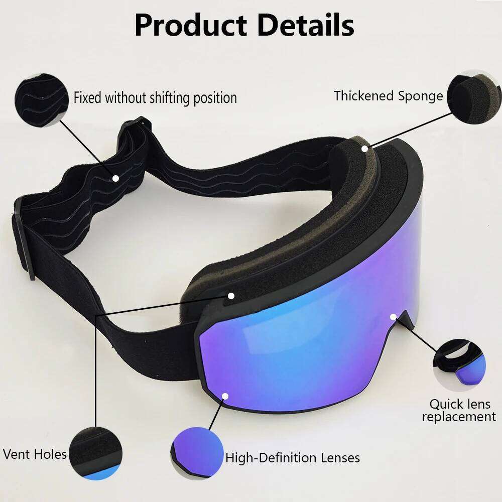 Man Woman High Definition Snowboard Goggles Windproof Breathable Dustproof Protective Lenses Winter Sports Snowmobile Activities S260304