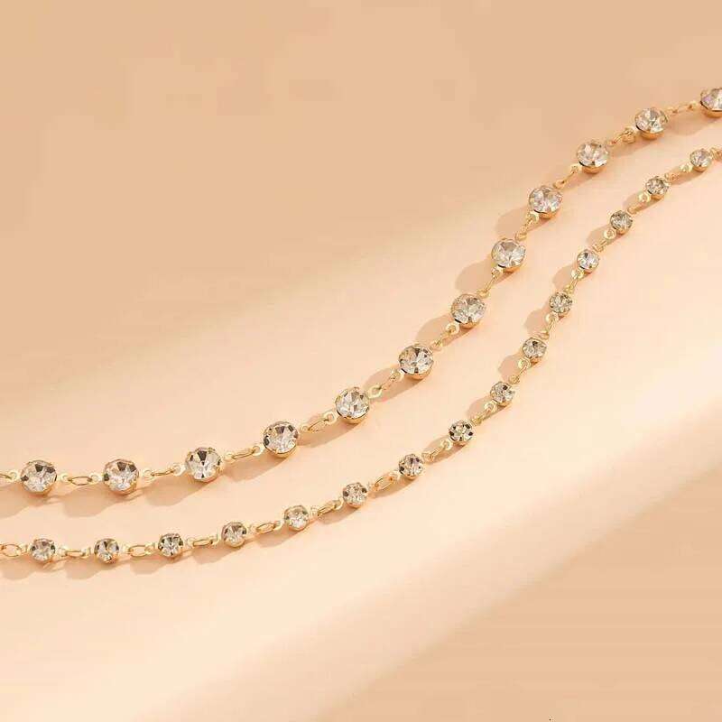 Sexy Rhinestone Double Layered Waist for Women New Trendy Metal Zircon Geometric Personality Belly Chain Body Jewelry S260304