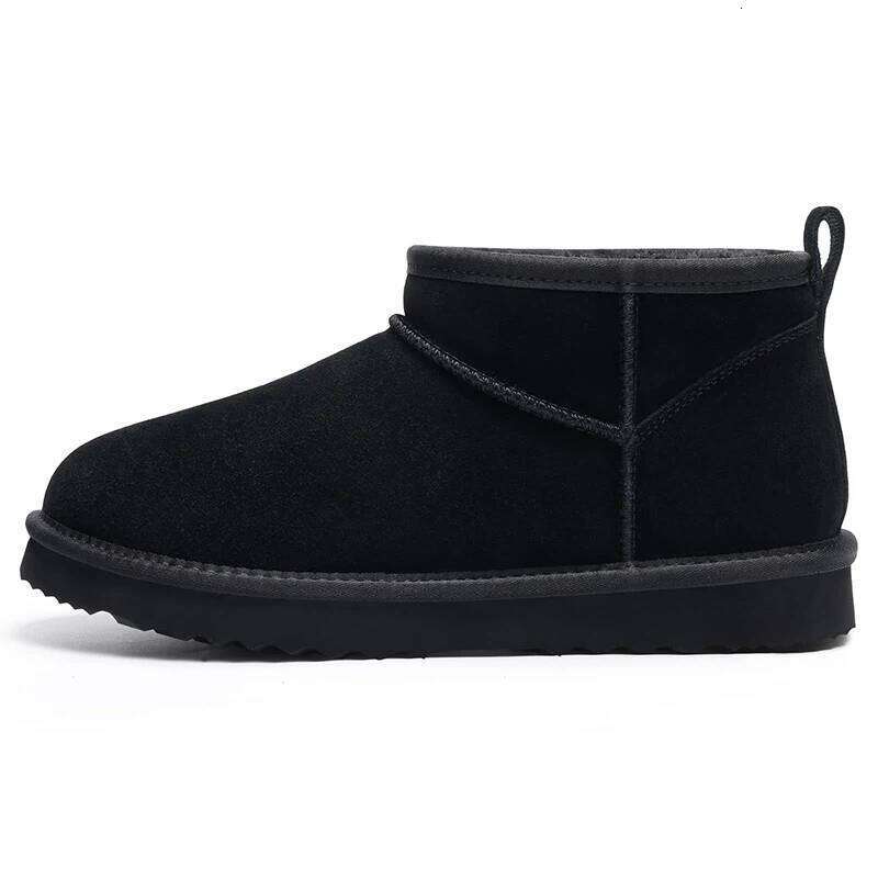 Kidmi Women's Genuine Suede Mini for Winter Fuzzy Short Ankle Boot Fur Lined Snow Boots Women Shoes
