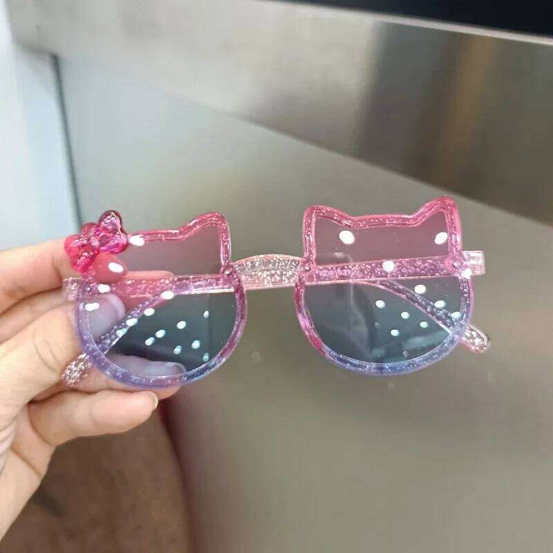 New Children Cute Kitty Sunglasses Acrylic Bow Outdoor UV Protection Sun Glasses Baby Girls Classic Kids Boy UV400 Eyewear Z260305
