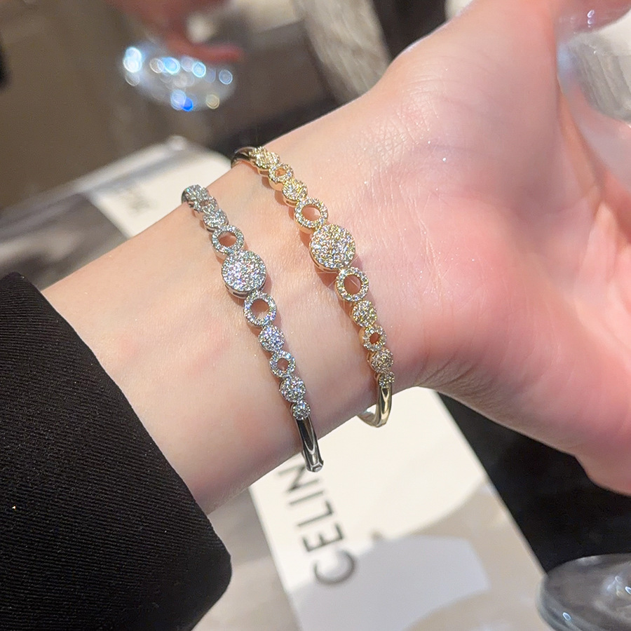 14K real gold plated zircon round clasp bracelet, casual fashionable versatile wristband, light luxury and high-end feel women's jewelry - view 3