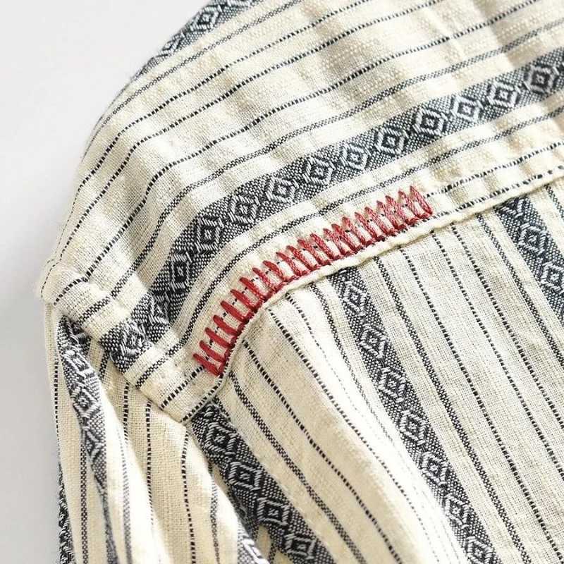 Japanese Striped New Retro Mens Trendy and Fashionable Loose Casual Shirt Long Sleeve Top Shirt Versatile Jacket M260305