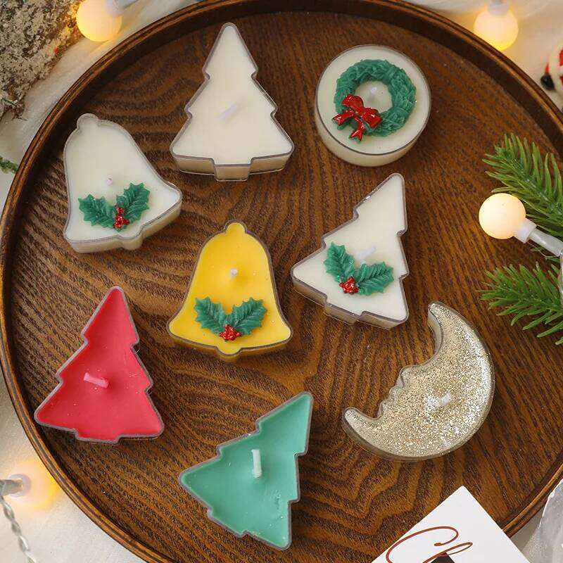 2 pcs Christmas Tealight New Year Candles Holiday Festive Home Decoration Soy Wax Gift Set for Guests Scented Candle W260304 W260305