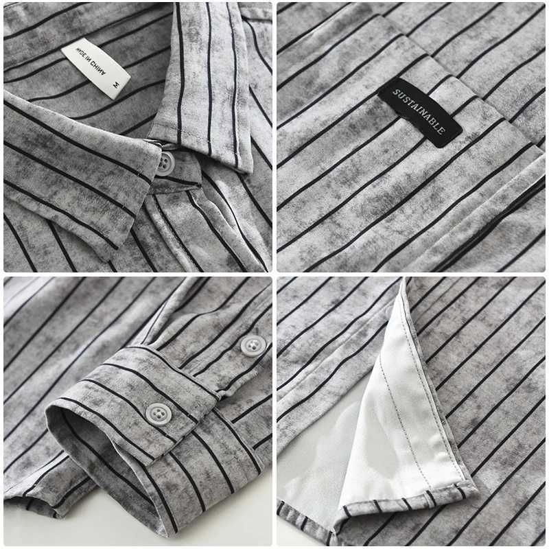 2026 Spring Autumn New Vintage Striped Long Sleeve Shirt for Men Clothing Turn-down Collar Versatile Streetwear M260305