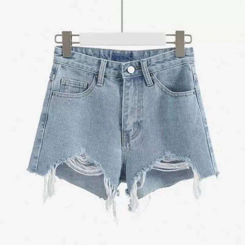 Women Korean Retro Y2k Shorts Pants Lady Vintage High Street Broken hole irregular brim wide leg shorts casual jeans for women XJ260305