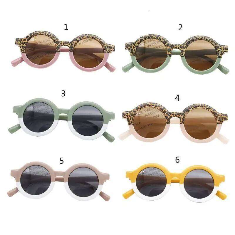 R1WE UV Protection Sunglasses Children Double Vintage Glasses Two Color Stitching Outdoor for Sun Prote Z260305