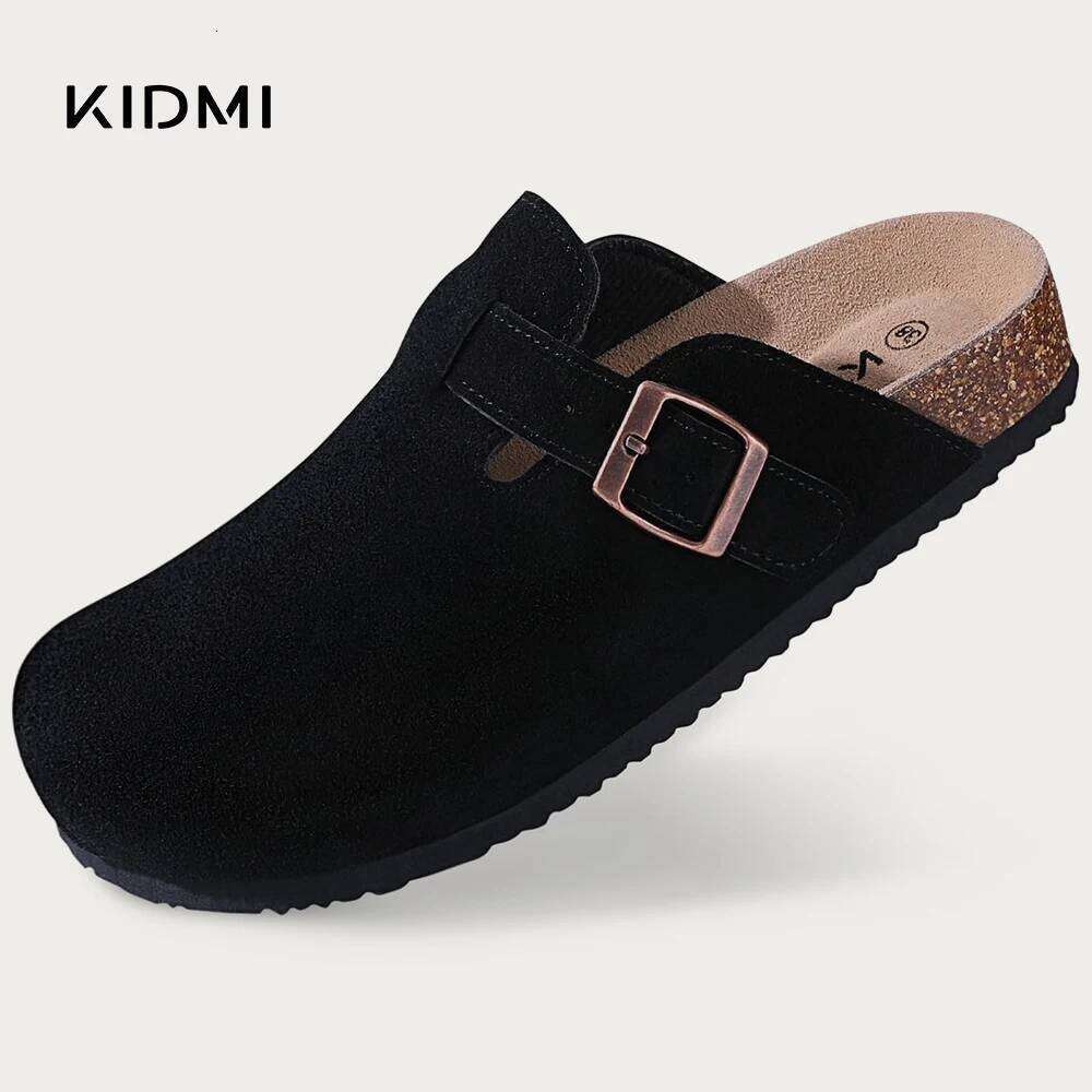 Kidmi Classic Women's Clog For Slippers Women Men Mules Cork Footbed Sandals with Arch Support Beach Slides Adjustable buckle