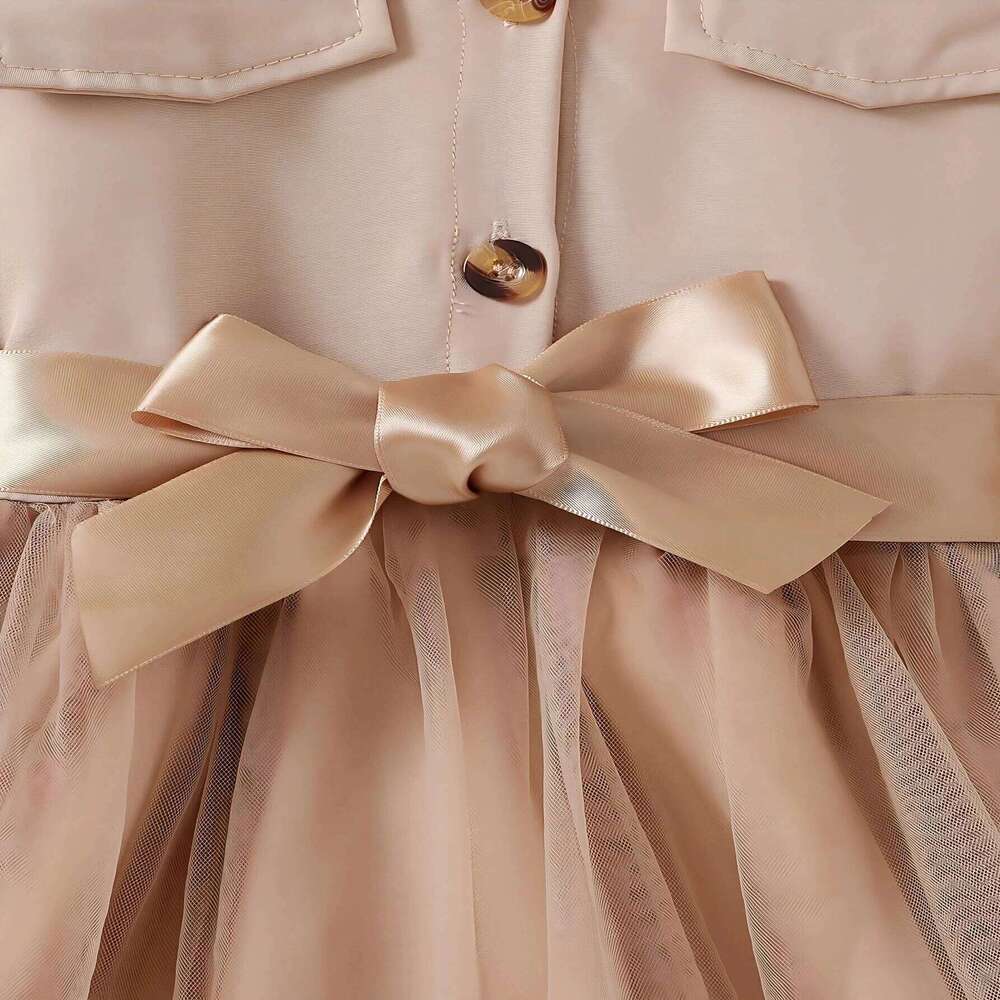 Chic Girls' Long-Sleeve Shirt Dress Knee-Length Outfits for Spring/Fall/Summer Outing Kids Dresses Girls Baby Clothing 4y To 7y Z260304