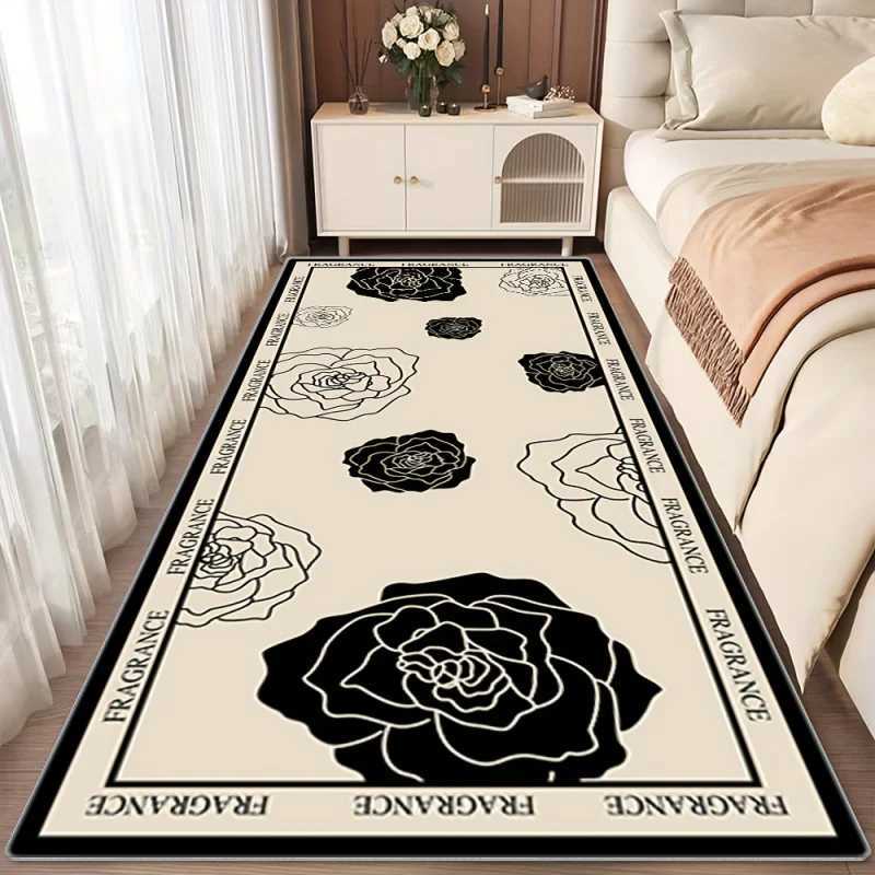 European Floral Runner Rug - Stain-Resistant Non-Slip Hallway Mat for Bedroom Bedside, Kitchen & Home DecorT260305