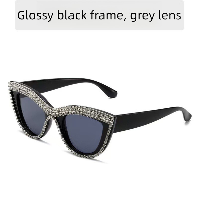2026 New Designer Luxury Brand Handmade Cat Eye Diamond Inlaid New Non Prescription Glasses Fashion Glasses Frame Personalized Sunglasses Photo Concav