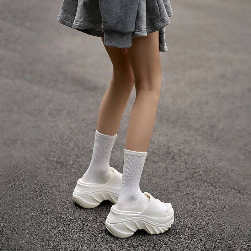 9cm Heel height Shoes Indoor Outdoor Slippers For Women Home Beach Slides Soft EVA Thick Sole Anti-slip Girls Street Sandals