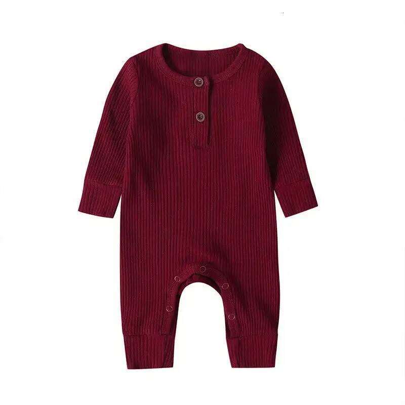 Spring Autumn Newborn Infant Baby Boys Girls Full Sleeve Rib Cotton Romper Playsuit Jumpsuit Z260304
