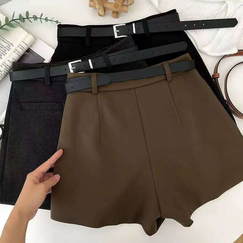 2025 Autumn Winter Woman Suit Short High Waist Show Thin Wide Leg Boots Pants a-Line Skirt Without Belt XJ260305