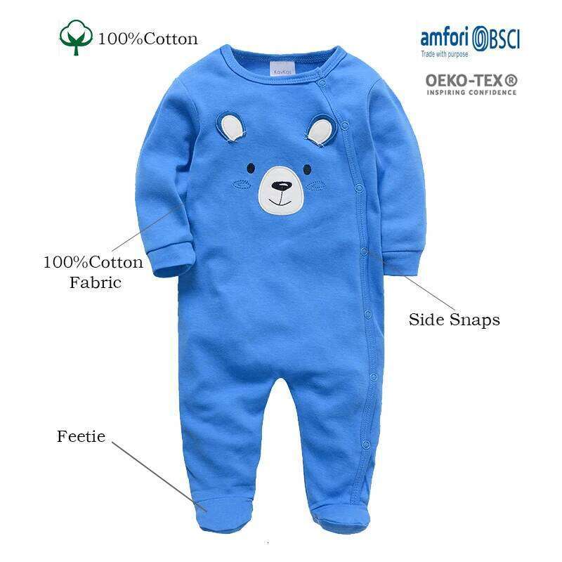 KAVKAS 1/2/3 Pcs Baby Boys Rompers Cartoon Print Overalls Cotton Infant Clothing Kids Jumpsuit Newborn Pajimas 0-3 Months Z260304