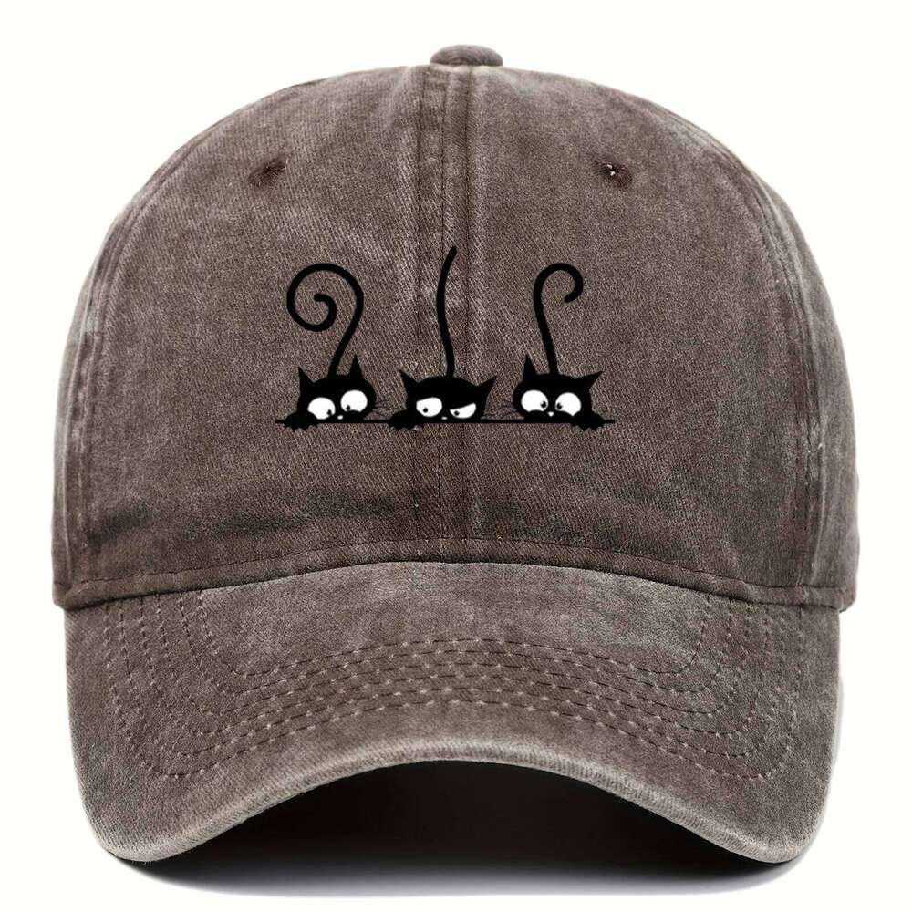 Three Cute Cat Printed Baseball for Men and Women Outdoor Leisure Sunshade Duck Tongue Hats Y260304