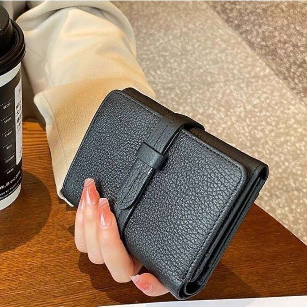PU Leather Women's Purse Solid Color Large Capacity Short Wallet Folding Pull-out Design Card Holder for Women C260304