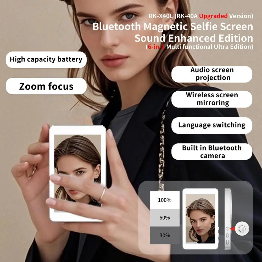 Magnetic Wireless Selfie Monitor Screen For IPhone Android 394 HD Expansion Display Rear Camera Vlog Live Video Recording 260302 - view 5