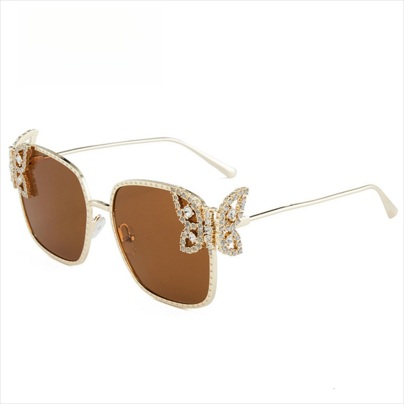 2026 New Designer Luxury Brand Box Women's Luxury Diamond Inlaid Sunglasses Butterfly Metal Frame Exquisite Sunglasses Fashion Glasses Non Prescr
