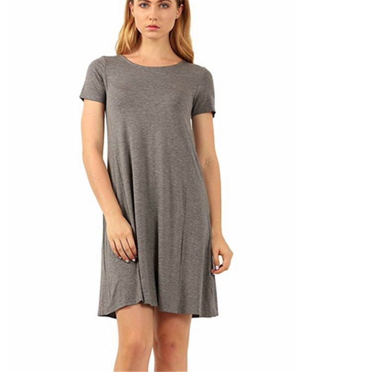 Women Casual Short Sleeve T Shirt Dress Vintage O Neck Print Loose Mini Dress Elegant Simple Mini Dress Streetwear Sundress