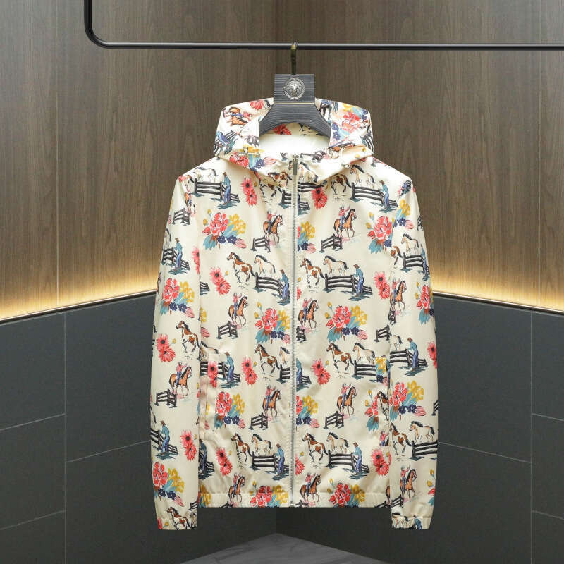 American European Style High-End Trendy Casual Zodiac Hooded Jacket For Men Fashionable Horse Year Clothing Spring And Autumn New Model Luanyun