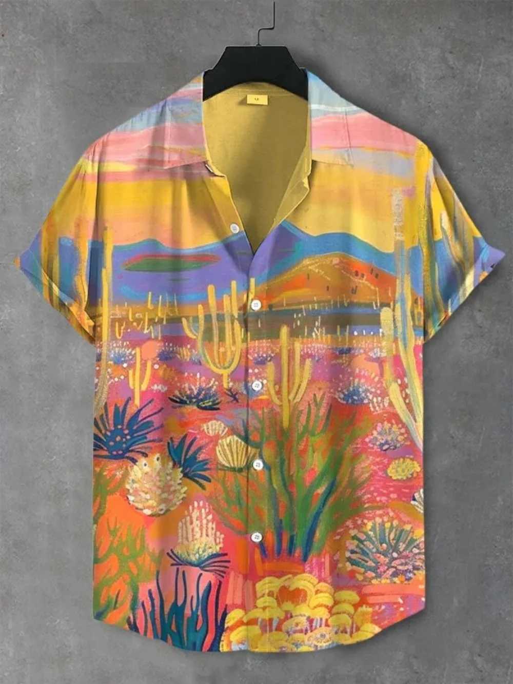 Mens Beautiful Graphics Shirts Fashion Short Sleeve Button Down Lapel Shirts For Summer Oversized Tops Casual Hawaiian Shirts M260305