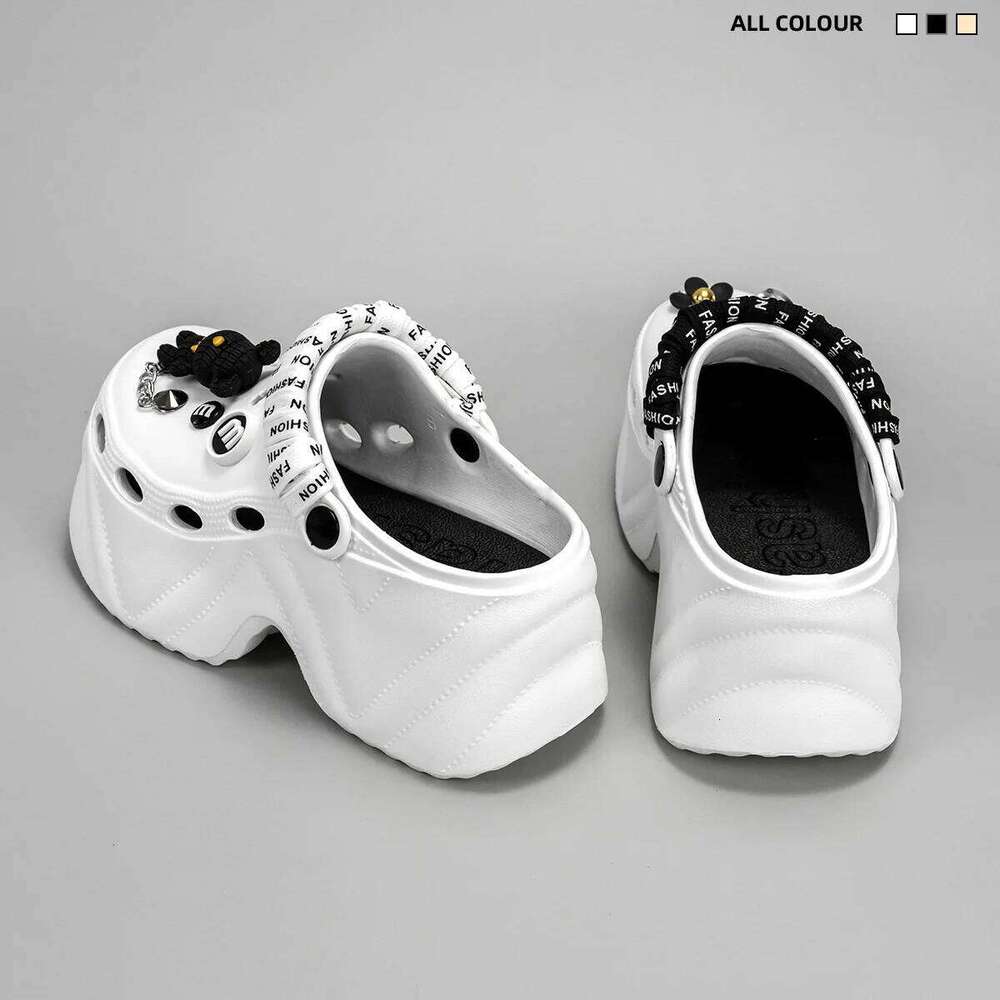 Women Summer Slippers 7CM Thick Bottom DIY Bear Accessories Fashion Clogs Female Wedges Shoes Beach Slides Street Sandals