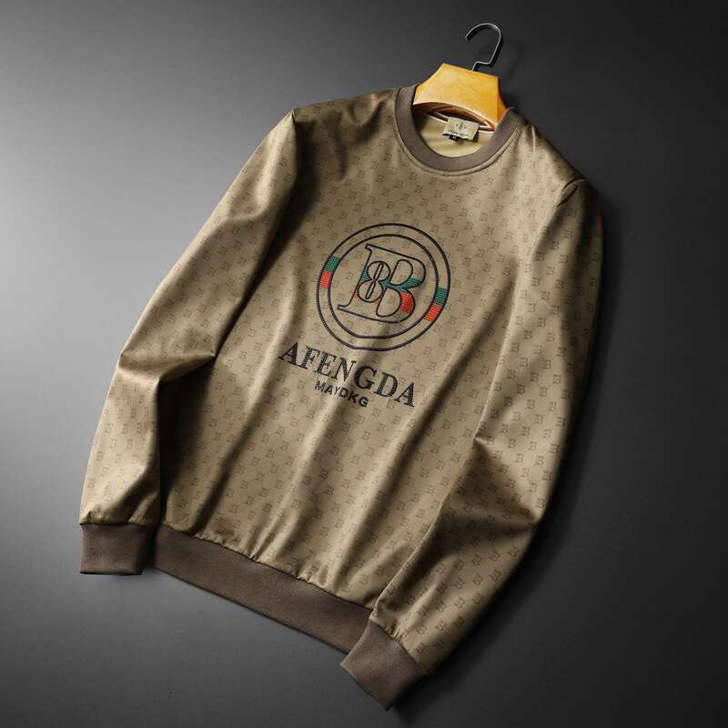 Autumn New Men's Round Neck Trendy Long Sleeve Sweatshirt Plus Size Printed Casual Top Base Layer Trend Luanyun