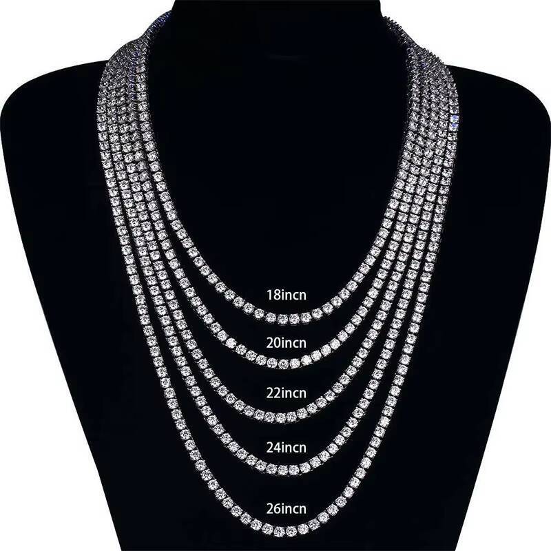 Cheapest Price Hip Hop 925 Sterling Silver 2mm 3mm 4mm 5mm 65mm Vvs Moissanites Diamond Necklace Moissanite Tennis Chain