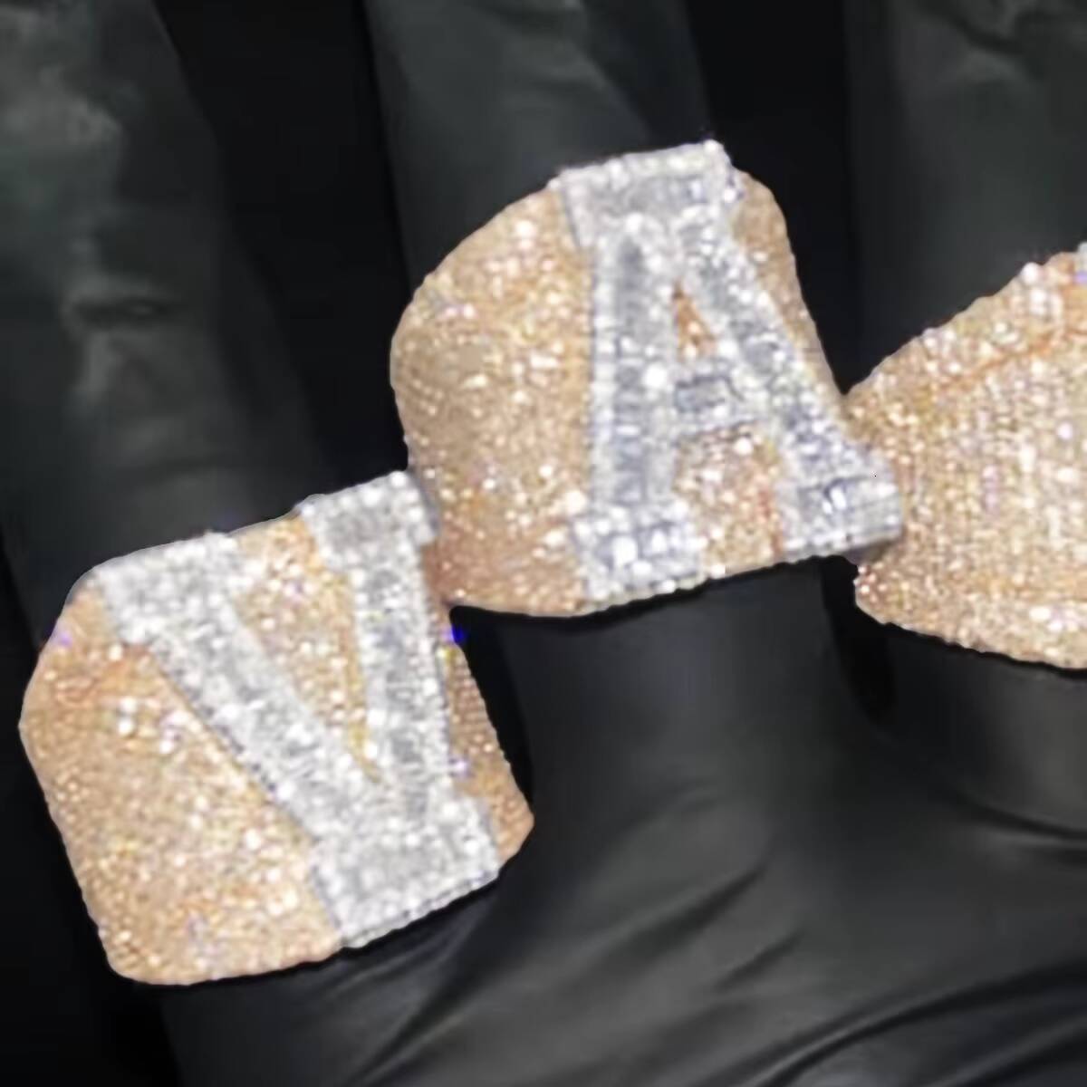 A-Z Single Baguette Letters Ring for Men Ice MoissaniteVVS Rhodium Plated Gold Silver Brass Charm Fashion Hip Hop Jewelry Gift