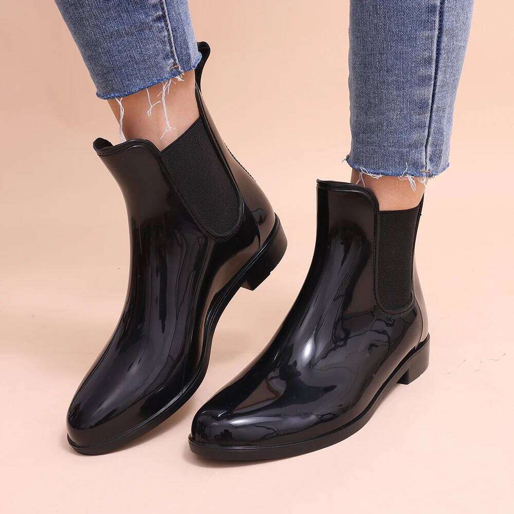 Kidmi Classic Shiny Rain Summer Waterproof Chelsea Boots For Women Fashion Outdoor Non-slip Home Shoes