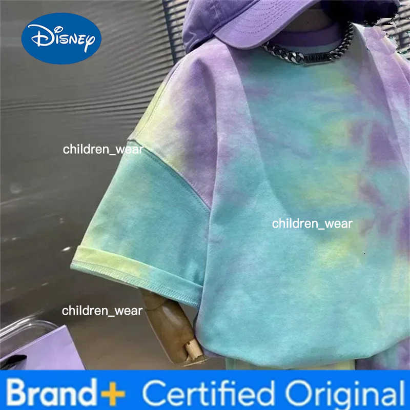 Disney Summer Baby Boy Clothes Set Kid Girls Stitch Printed T-shirts and Shorts 2PCS Suit Children Tie Dye Short Sleeve Outfits H260305