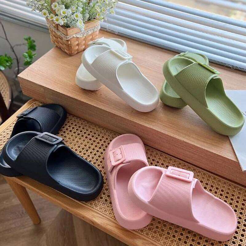 Kidmi Women's Summer Home New Thick-soled Single-Buckle Comfortable Bathroom Sole Couple EVA Slippers