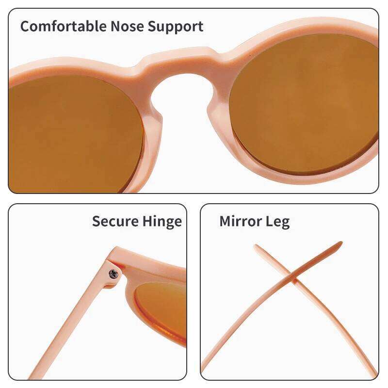 New Children Vintage Frosted Round Outdoor Sun Protection Baby Girls Acrylic UV400 Sunglasses Kids Fashion Glasses Z260305