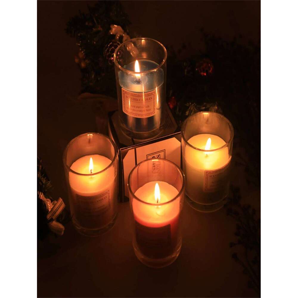 Use Smoke-Free Plant Wax Aromatherapy Candle Romantic Glass Cup Colorful Fragrance Home Decorative Candles W260304 W260305