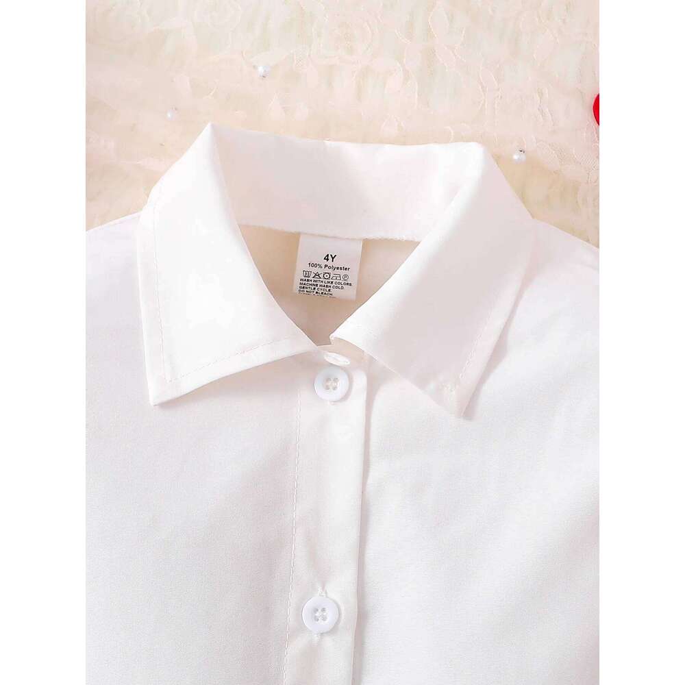 Children's Spring and Autumn New Girl Fashion Cute Three Piece Set Knitted Red Tank Top+Lace Collar Lining+Checkered Half Skirt Z260304