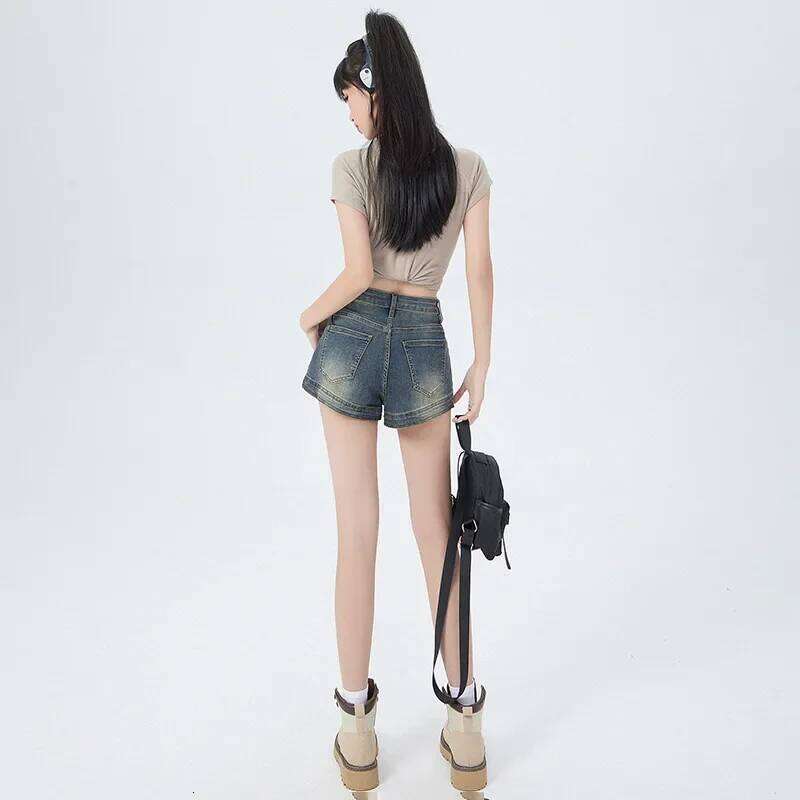 American Retro Washed High-waist Shorts. New Summer Fashion and Sexy Hot Girl Slim-fitting Stretch Denim Shorts for Women XJ260305