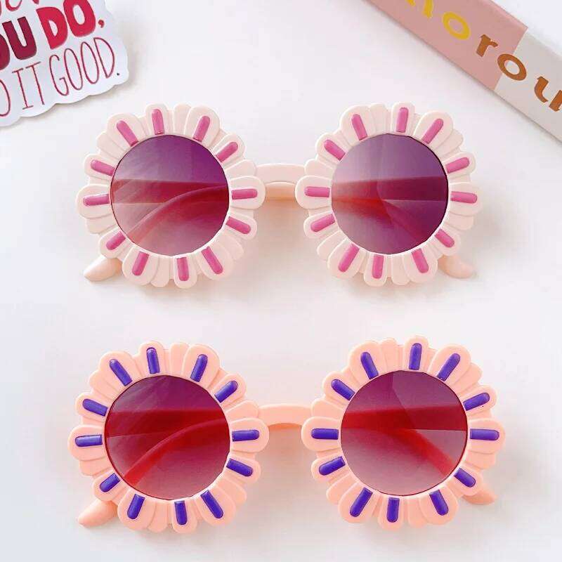 2024 Girls Boys Fashion Colorful Circular Flowers UV400 Outdoor Sweet Children Protection Sunglasses Kids Sun Glasses Z260305